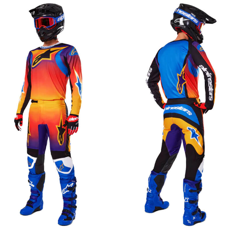 tenue mx alpinestars fluid wurx orange bleu 2025 cross