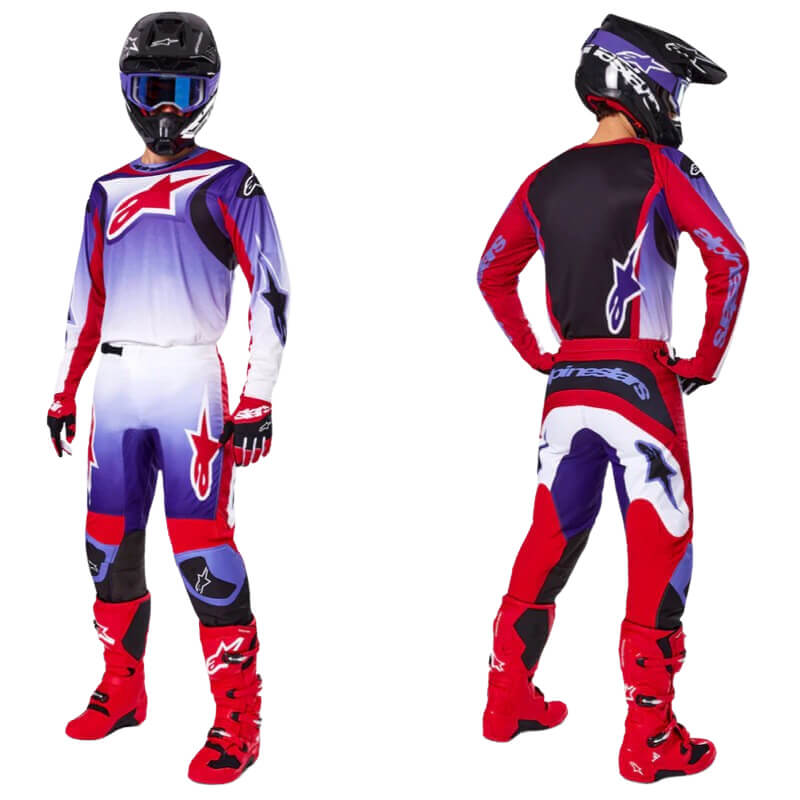 tenue mx alpinestars fluid wurx violet rouge 2025 cross