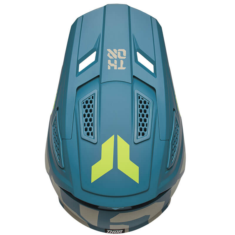 thor casque fleet forge bleu jaune logo