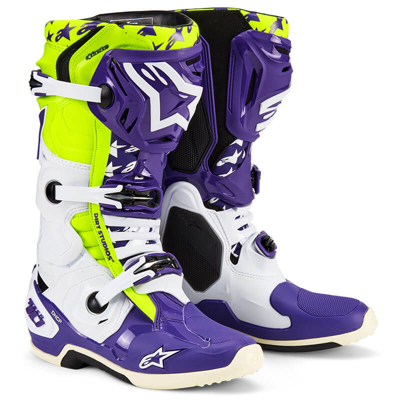 Bottes Motocross Alpinestars TECH 10 Violet/Jaune Fluo LE