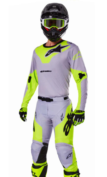 Tenue Cross Alpinestars Racer Veil Gris/Jaune Fluo 2025