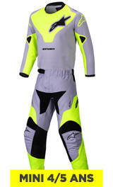 Tenue Cross Enfant Alpinestars Racer Veil Gris/Jaune.F 4/5 Ans