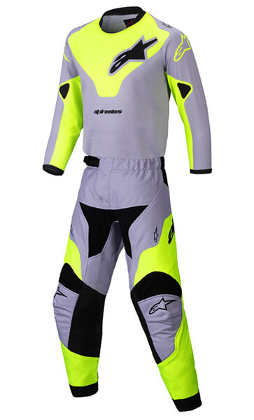 Tenue Cross Enfant Alpinestars Racer Veil Gris/Jaune.F 4/5 Ans