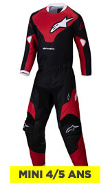 Tenue Cross Enfant Alpinestars Racer Veil Noir/Rouge 4/5 Ans