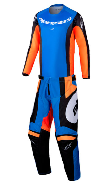 Tenue Cross Enfant Alpinestars Racer Melt Bleu/Orange 2025