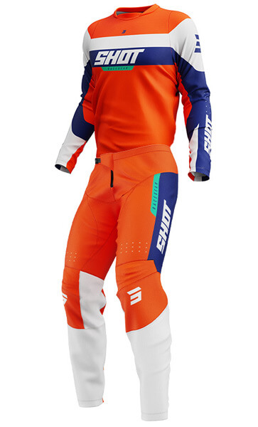 Tenue Cross Enfant SHOT Draw League Orange/Bleu 2025