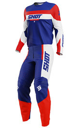 Tenue Cross Enfant SHOT Draw League Bleu/Rouge 2025