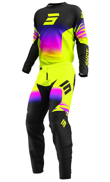 Tenue Cross Enfant SHOT Draw X-Trem Jaune Fluo/Noir 2025