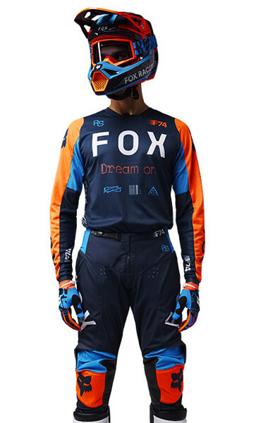 Tenue Cross Fox Racing 180 Race Spec Bleu/Orange Fluo 2025